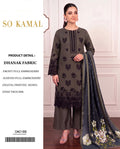 Dark Grey Dhanak Embroidered 3 Piece Suit (D#218B) - Product Card