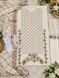 Off-White Dhanak Embroidered 3 Piece Suit (D#303A) - Fabric Detail